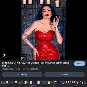 Le femme En Noir New Dracula Armor Bustier Top In Blood Red Vegan Leather 2X New